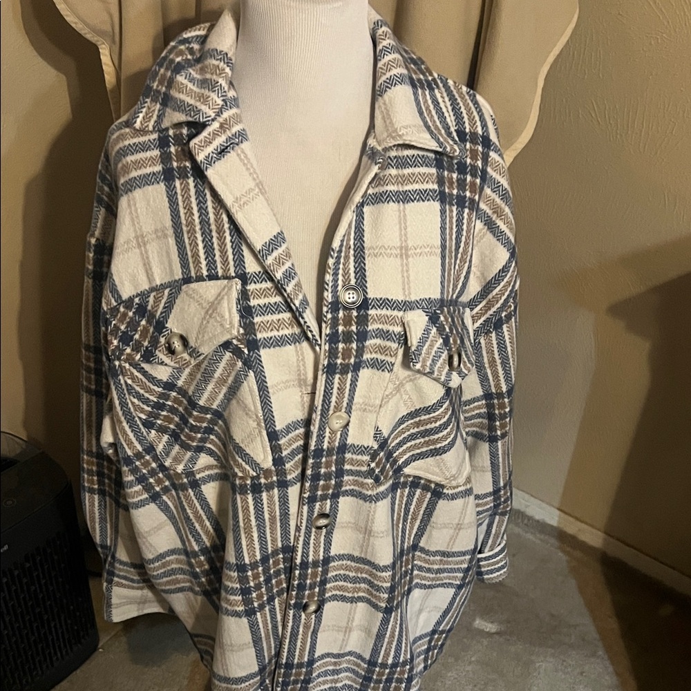 American Threads Blue and White Plaid Jacket